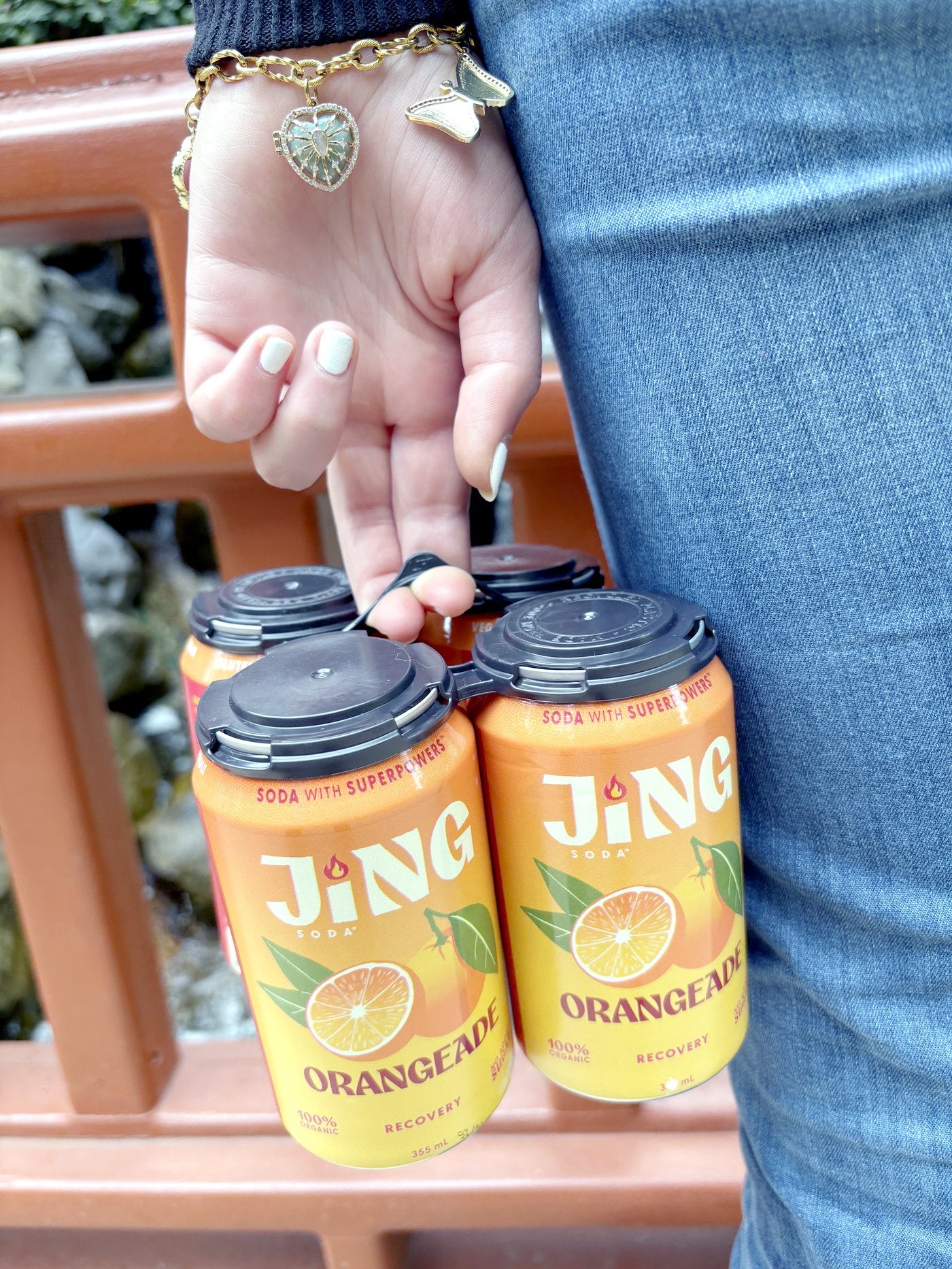 A four-pack of Jing Orangeade
